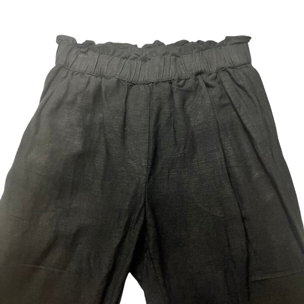 H&M Black Linen High Rise Paperbag Ankle Pants Size 2